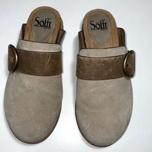 Sofft Women's Size 6M Bayla Suede Leather Clog Mule Slip On Taupe/Brown Potato